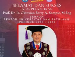 Selamat! Prof Berty Sompie resmi dilantik sebagai Rektor UNSRAT 2022-2026