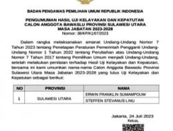 Tuntas, Ini 2 Nama Tambahan Bawaslu Sulut Periode 2023-2028