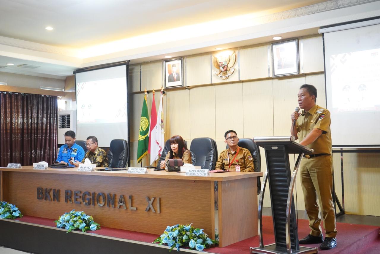 Bupati FDW Saat Membuka Kegiatan Seleksi Terbuka Jabatan Pimpinan Tinggi Pratama di Lingkungan Pemerintah Kabupaten Minsel