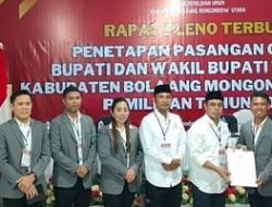 KPU Tetapkan SJL-MAP Pemenang Pilkada Bolmut 2024