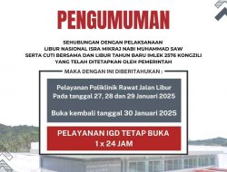 Pengumuman : Poliklinik RS Pratama Bintauna Tutup Sementara Selama Libur Nasional dan Cuti Bersama
