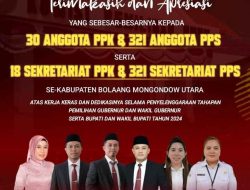 KPU Bolmut Apresiasi PPK, PPS, dan Sekretariat Pemilu 2024